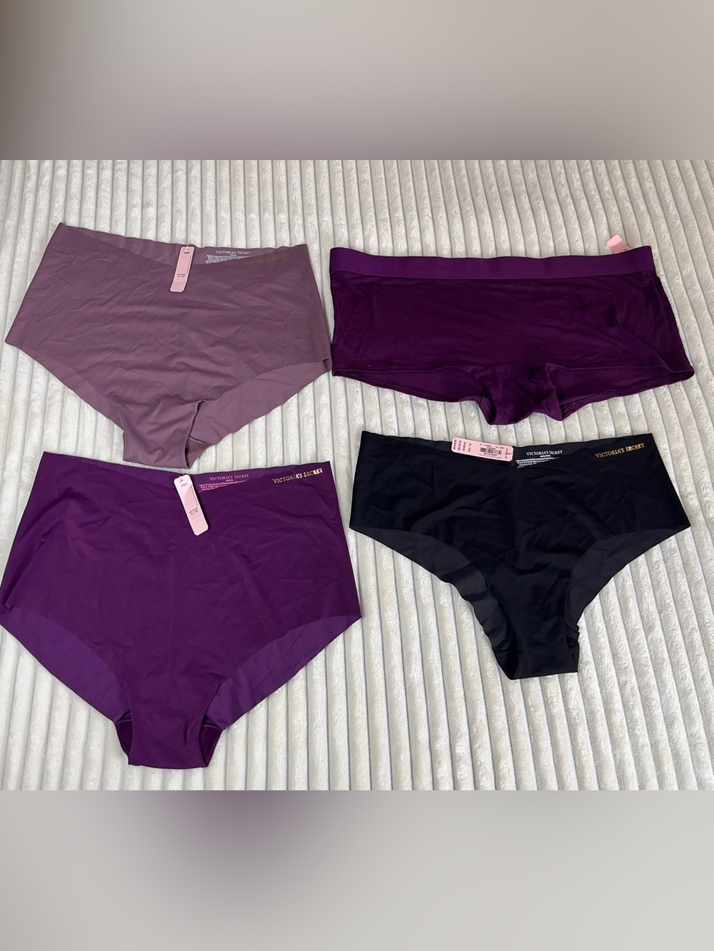 Victoria's Secret Seamless Briefs Set in Plum, Deep Purple & Black Size XL NWT